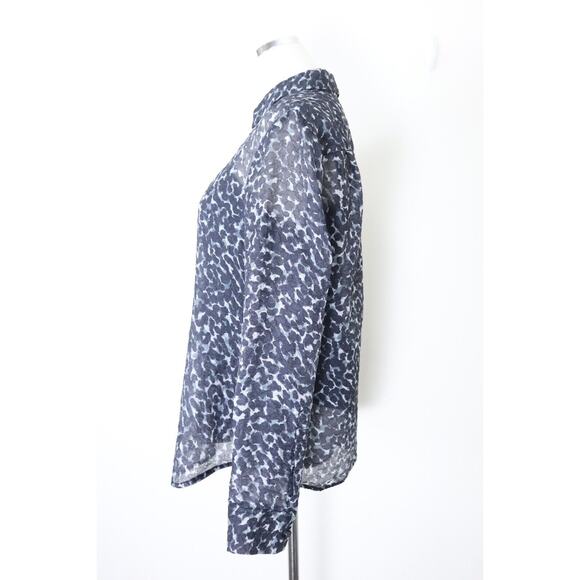 Burberry Size 6 Crushed Organza Button Down Blouse Abstract Animal Print - Picture 8 of 12